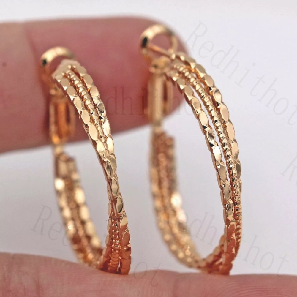Gold Filled 3-Layer Big Circle Earrings - Picture 4 of 4